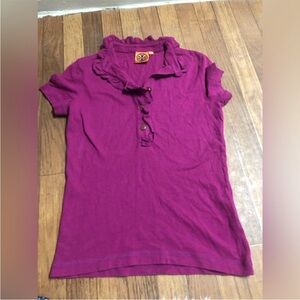 Tory Burch Magenta Ruffled Top